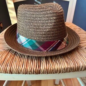 Polo by Ralph Lauren Brown Fedora Hat with Vibrant Multicolor Band (EUC)